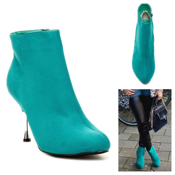 teal suede booties